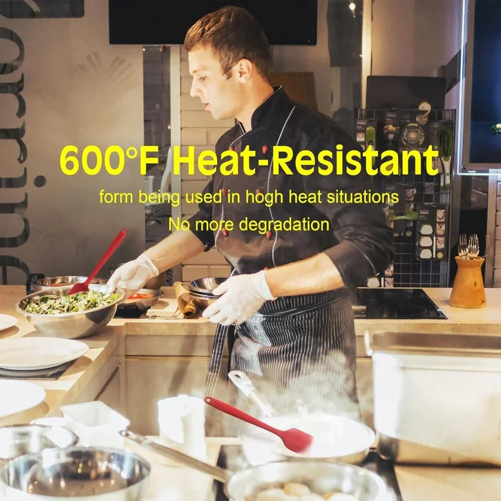 6 Heat Resistant Red Food Scraper Nonstick Cookware Kitchen for Baking